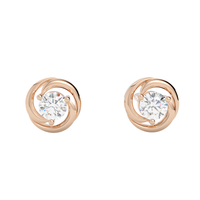 Kolczyki z diamentami laboratoryjnymi różowe złoto